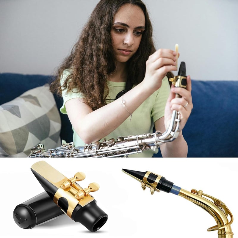 REMAGIC Alto Saxophone Mouthpiece Kit, Cap & Metal Ligature & Mouthpiece Reed & Cushions Pads, Strength Saxophone Reeds 2.5 Reeds for Alto Saxophone Use Replacement Supply - Image 3